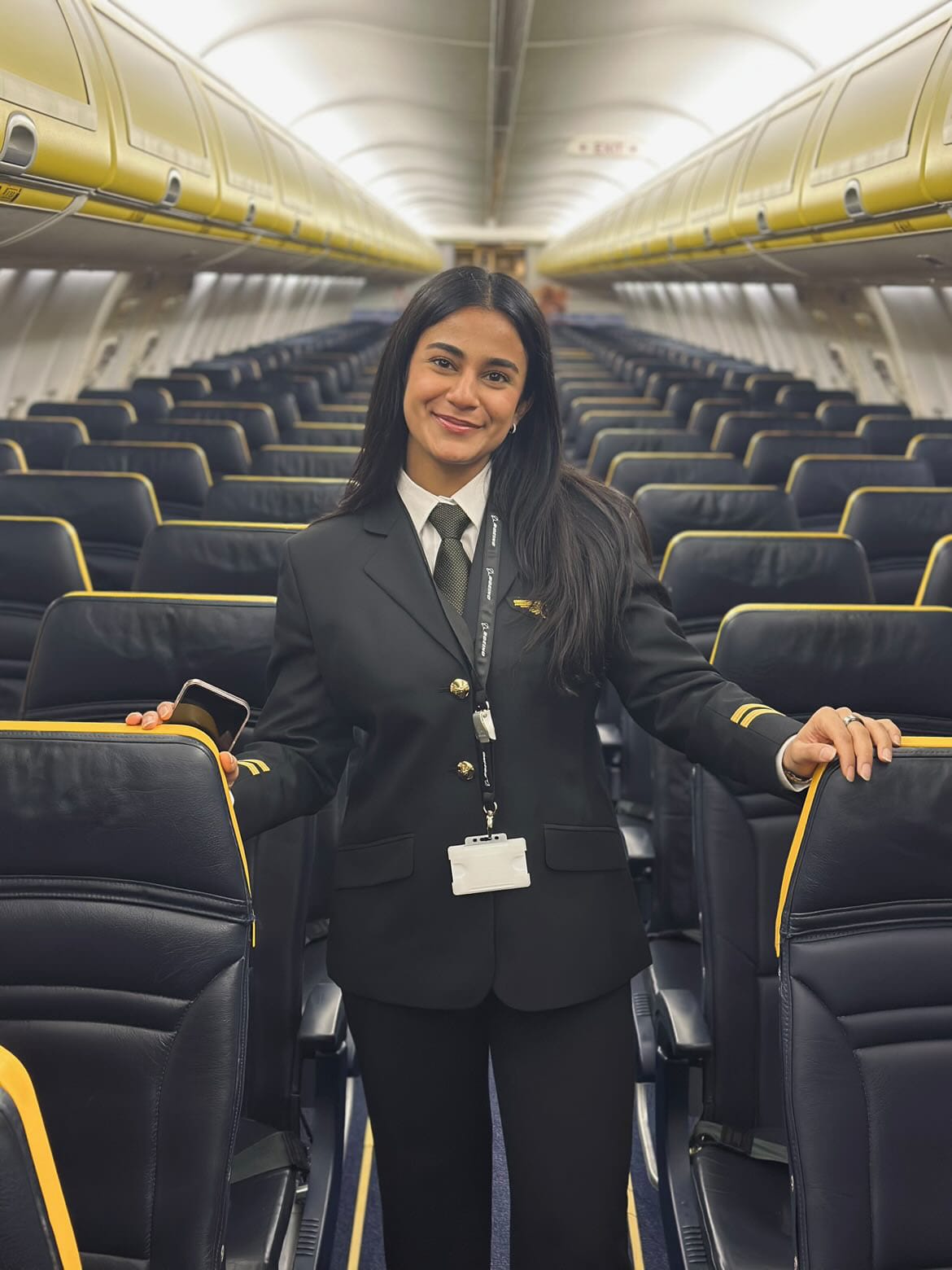 Ambrine Ballou, diplômée Astonfly, en cabine Boeing 737
