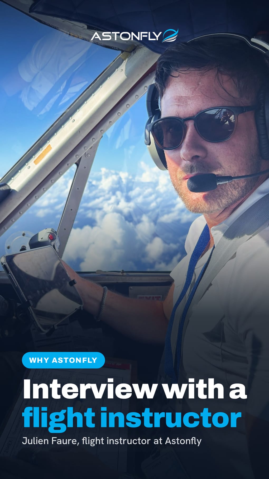 Julien Faure, Astonfly instructor, in a video interview on board a Cessna 172S